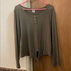 NWOT Olive Waffle pattern long sleeve shirt